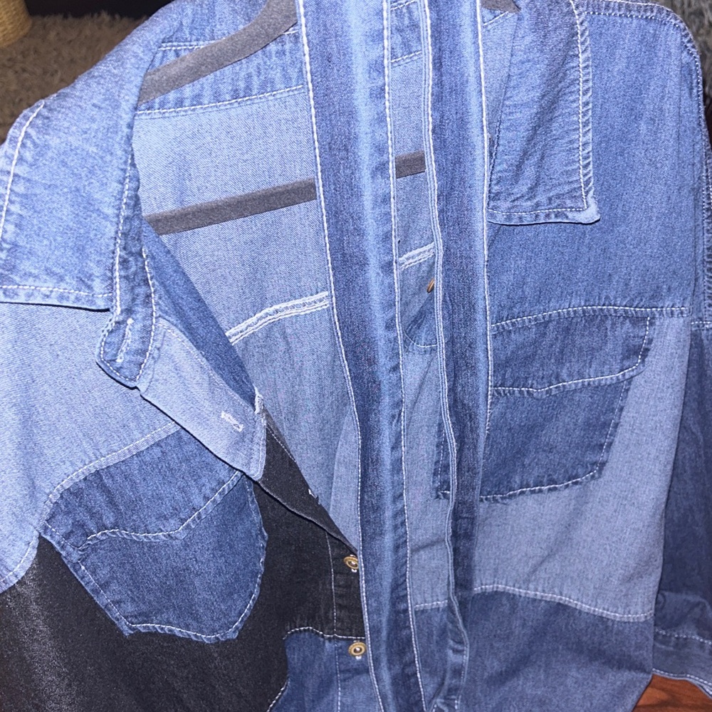 Shein Denim Color-Block Shirt Dress Sz 2XL NWOT Streetwear - Picture 5 of 16
